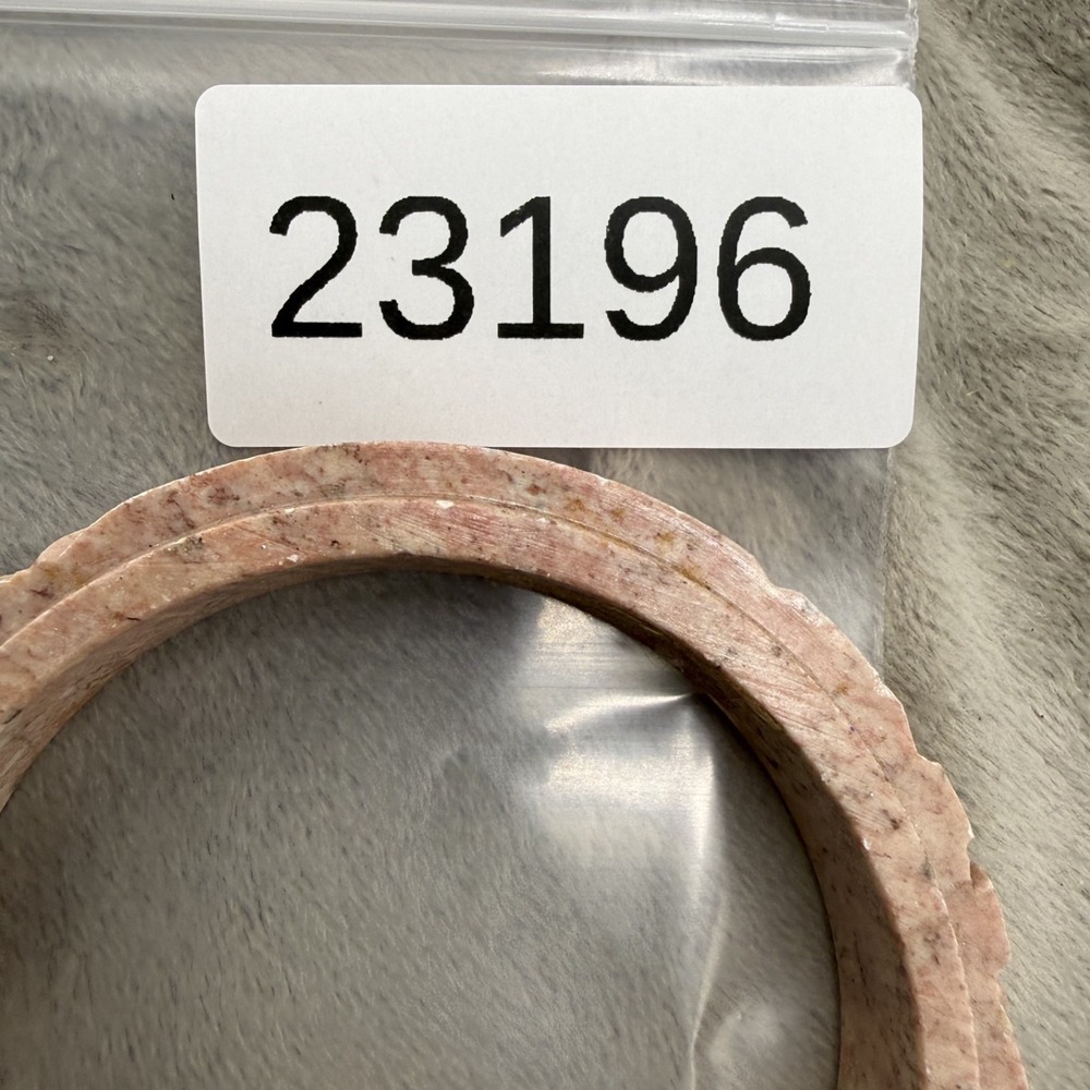 Vintage Bangle Bracelet Carved Polished Stone Pink 8" - Picture 8 of 8